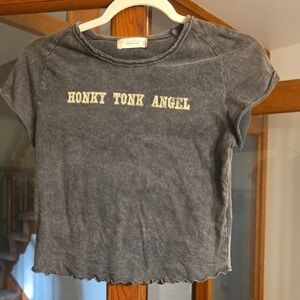 Altar'd State Women's Grey and Black T-shirt